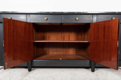 Monumental Ebonised French Empire Revival Marble Sideboard