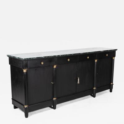 Monumental Ebonised French Empire Revival Marble Sideboard