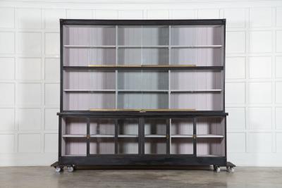 Monumental Ebonised Glazed Mahogany Pine Haberdashery Cabinet