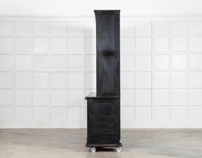Monumental Ebonised Glazed Mahogany Pine Haberdashery Cabinet