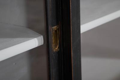 Monumental Ebonised Glazed Mahogany Pine Haberdashery Cabinet