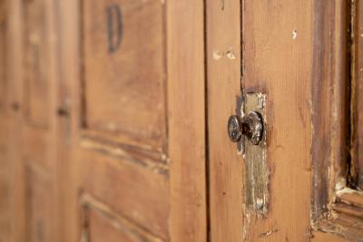 Monumental English 19thC Pine Estate Deed Cabinet