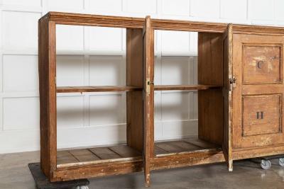 Monumental English 19thC Pine Estate Deed Cabinet