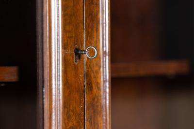 Monumental English Burr Walnut Breakfront Bookcase