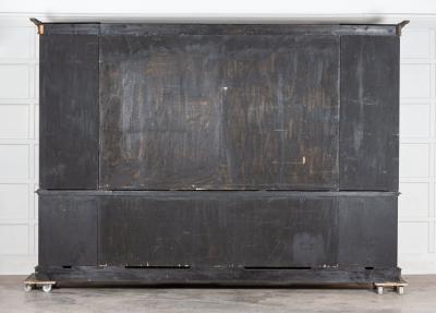 Monumental English Burr Walnut Breakfront Bookcase