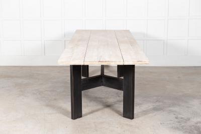 Monumental English Ebonised Bleached Brutalist Pine Dining Table