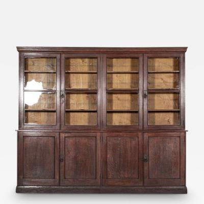 Monumental English Oak Glazed Bookcase