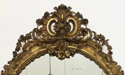 Monumental European Oval Giltwood Gesso Mirror Late 19th Early 20th Century