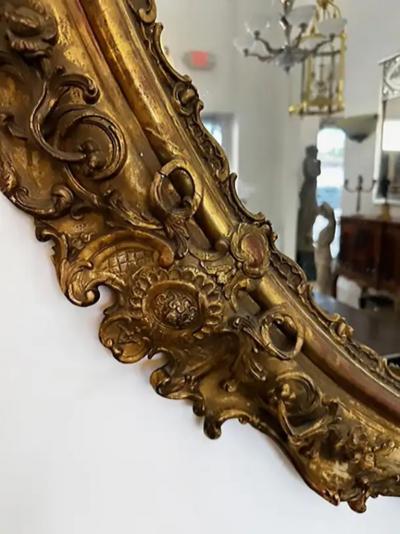 Monumental European Oval Giltwood Gesso Mirror Late 19th Early 20th Century