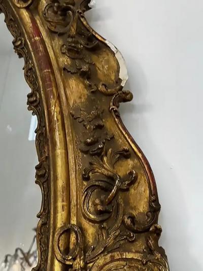 Monumental European Oval Giltwood Gesso Mirror Late 19th Early 20th Century