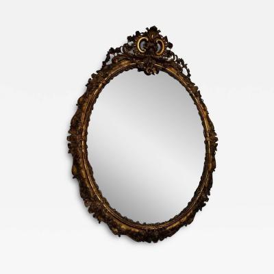 Monumental European Oval Giltwood Gesso Mirror Late 19th Early 20th Century