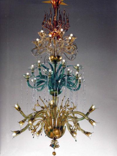 Monumental Four Elements Venetian Glass Chandelier Earth Water Air and Fire 