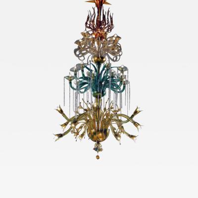 Monumental Four Elements Venetian Glass Chandelier Earth Water Air and Fire 