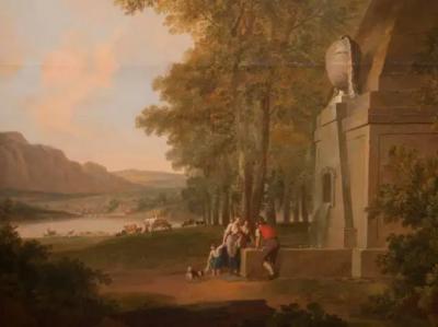 Monumental Framed Oil on Canvas Pastural Landscape