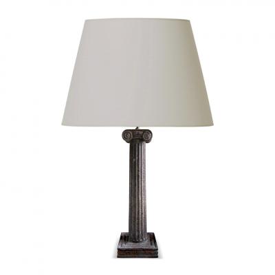 Monumental French Ionic Column Form Table Lamp in Cast Iron