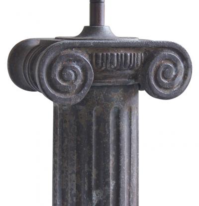 Monumental French Ionic Column Form Table Lamp in Cast Iron