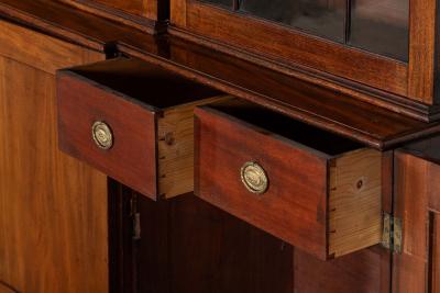 Monumental George III English Mahogany Breakfront Library Bookcase