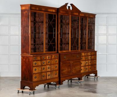 Monumental Georgian English Mahogany Breakfront Library Bookcase
