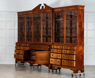 Monumental Georgian English Mahogany Breakfront Library Bookcase