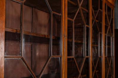 Monumental Georgian English Mahogany Breakfront Library Bookcase