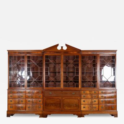 Monumental Georgian English Mahogany Breakfront Library Bookcase