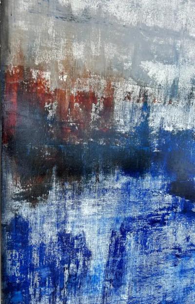 Monumental Graphic Abstract Painting on Canvas Signed