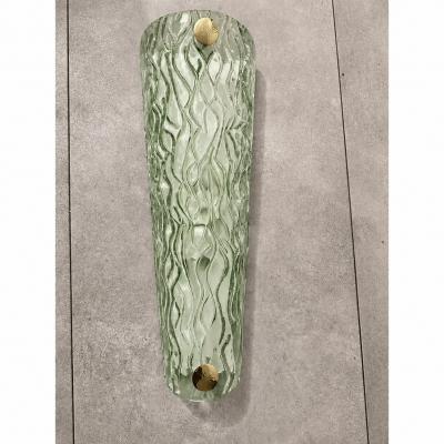 Monumental Green Murano Glass Wall Sconces From Italy Set of Four
