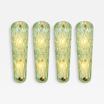 Monumental Green Murano Glass Wall Sconces From Italy Set of Four