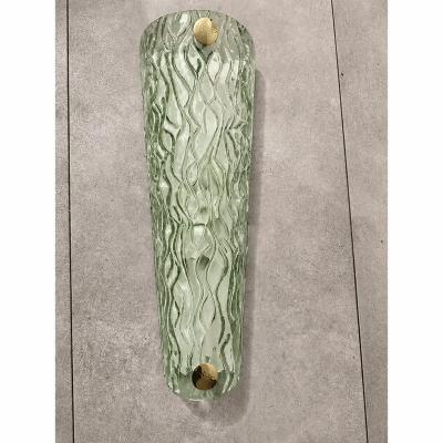Monumental Green Murano Glass Wall Sconces From Italy Set of Two