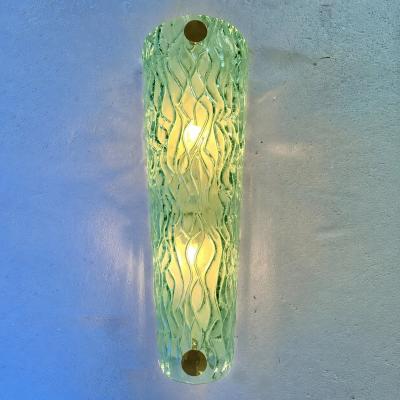 Monumental Green Murano Glass Wall Sconces From Italy Set of Two