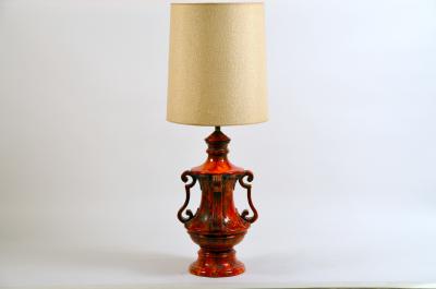 Monumental Hollywood Regency Glazed Ceramic Lamp