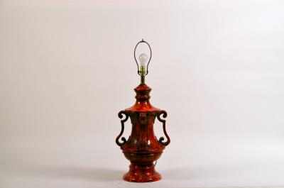 Monumental Hollywood Regency Glazed Ceramic Lamp