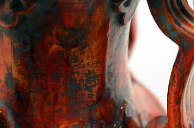 Monumental Hollywood Regency Glazed Ceramic Lamp