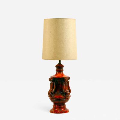 Monumental Hollywood Regency Glazed Ceramic Lamp