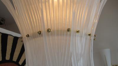 Monumental Hollywood Regency style Palm Leaves Glass Chandelier