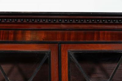 Monumental Irish Georgian Ebonised Mahogany Astral Glazed Breakfront Bookcase