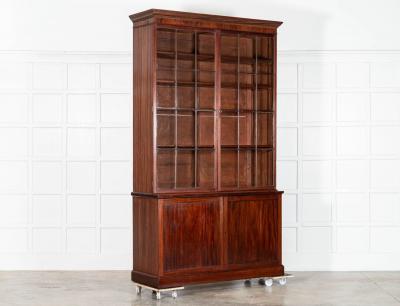 Monumental Irish Georgian Mahogany Glazed Bookcase