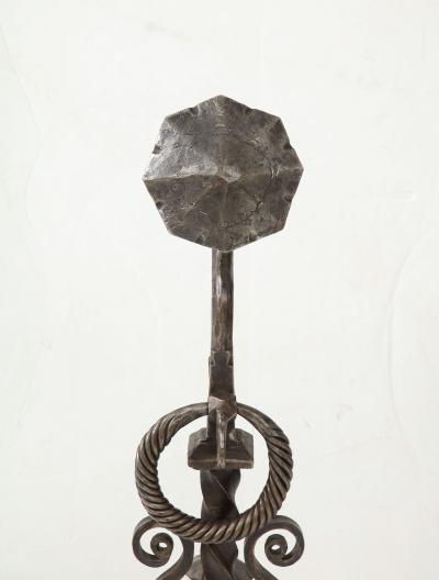 Monumental Iron Scroll Andirons
