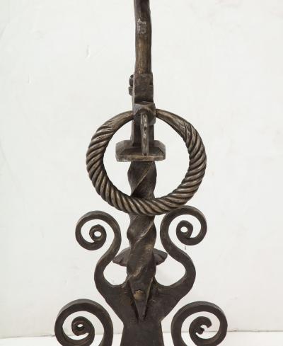 Monumental Iron Scroll Andirons