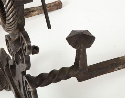 Monumental Iron Scroll Andirons