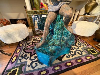 Monumental Italian Art Deco Glazed Terracotta Sculpture