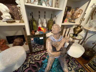 Monumental Italian Art Deco Glazed Terracotta Sculpture