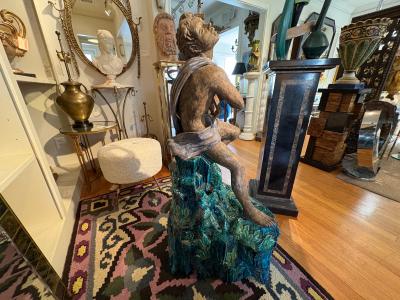 Monumental Italian Art Deco Glazed Terracotta Sculpture