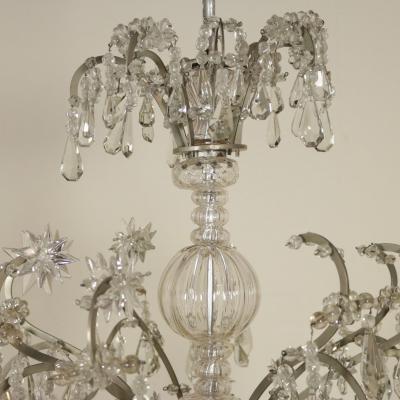 Monumental Italian Cut Glass and Crystal Sixteen Light Chandelier