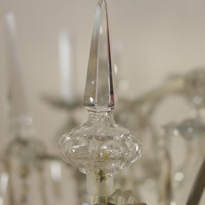 Monumental Italian Cut Glass and Crystal Sixteen Light Chandelier