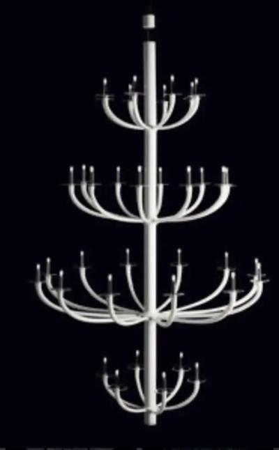 Monumental Italian Modern Minimalist White Murano or Venetian Glass Chandelier