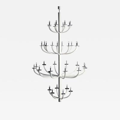 Monumental Italian Modern Minimalist White Murano or Venetian Glass Chandelier