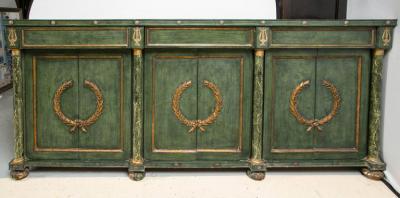 Monumental Italian Neoclassical Style Paint Decorated Marble Top Console