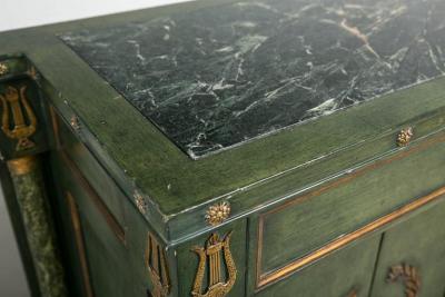 Monumental Italian Neoclassical Style Paint Decorated Marble Top Console