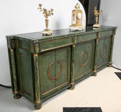 Monumental Italian Neoclassical Style Paint Decorated Marble Top Console